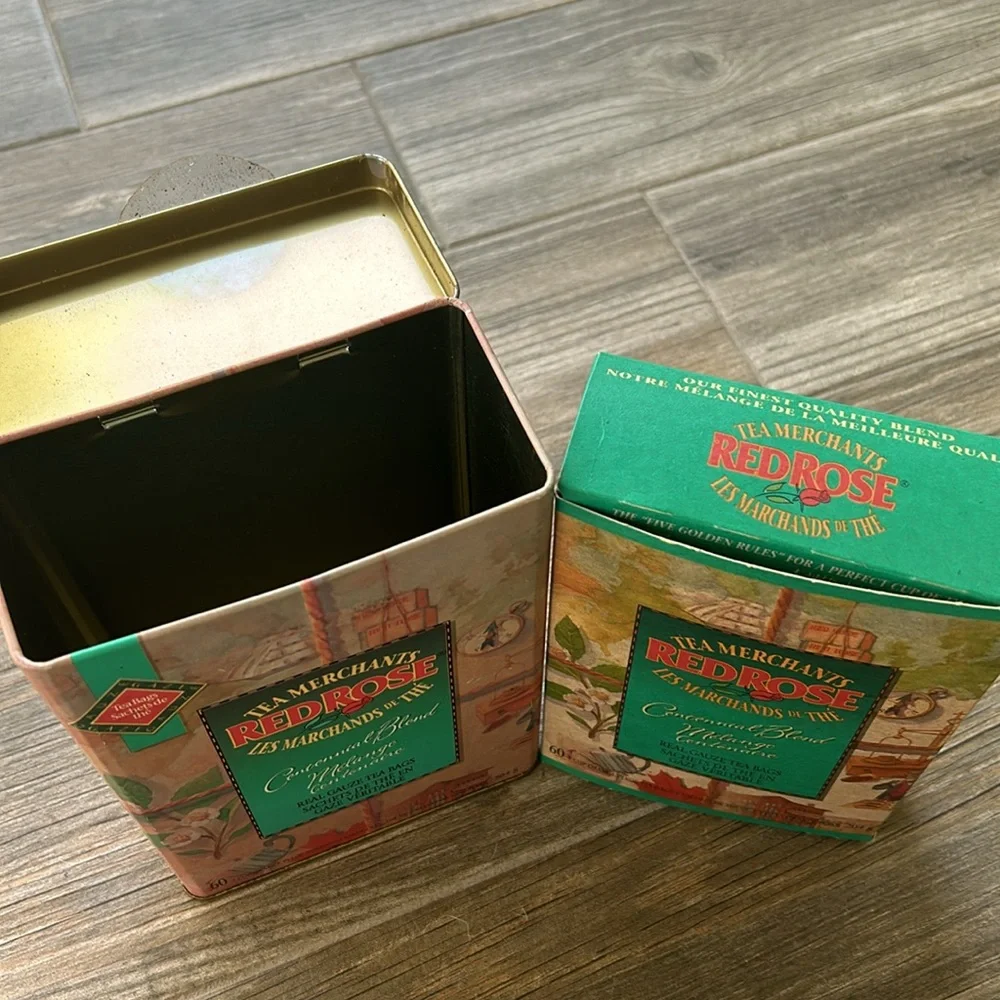 Vintage 💯 Anniversary Red Rose 🌹 tea canister and box - Picture 5 of 8